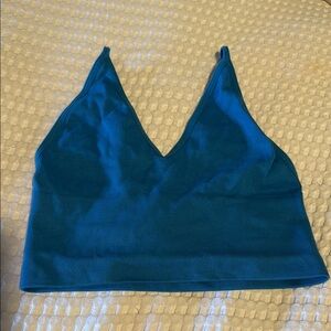 Blue V-Neck Crop Top